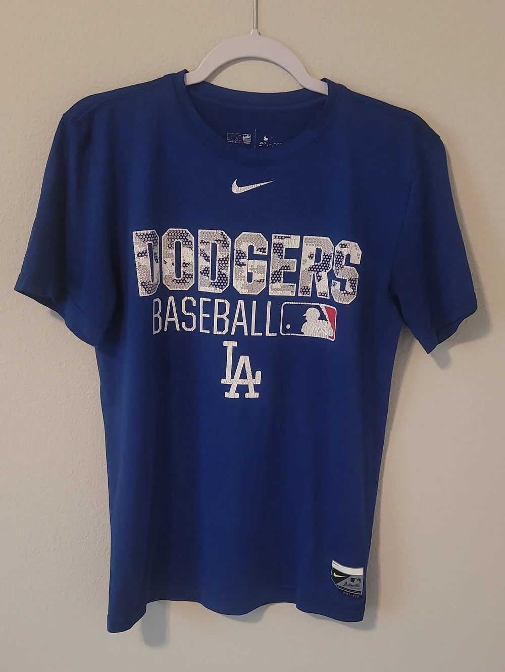 Nike Royal Blue Dodgers Baseball Tee with White Graphics